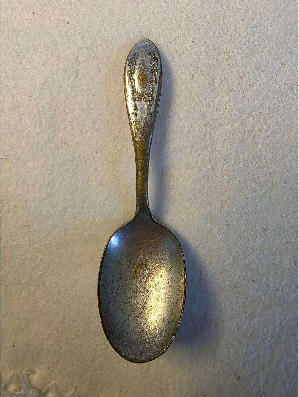 Vintage Oneida Rogers Floral Silverplate Baby Spoon 4.25 Inch 1930s